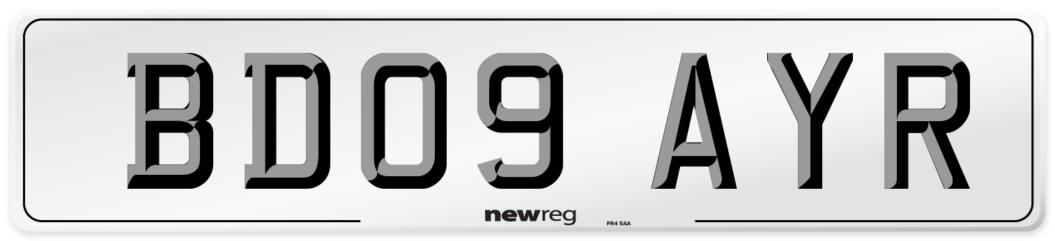 BD09 AYR Number Plate from New Reg